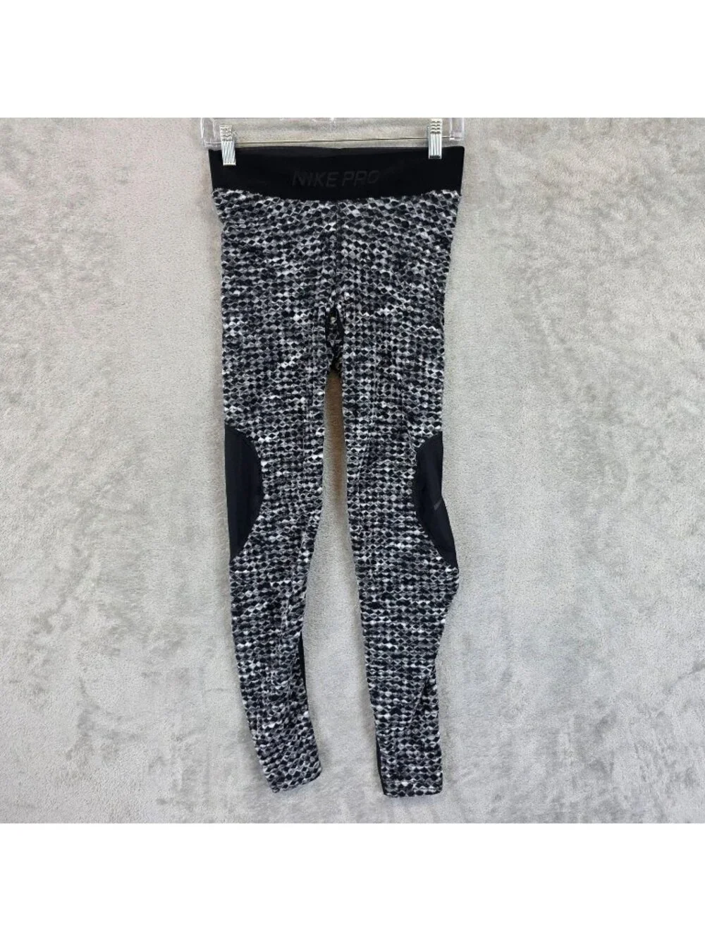 Nike Pro Hyperwarm Leggings Womens M Black Geometric Thermal Running Athletic